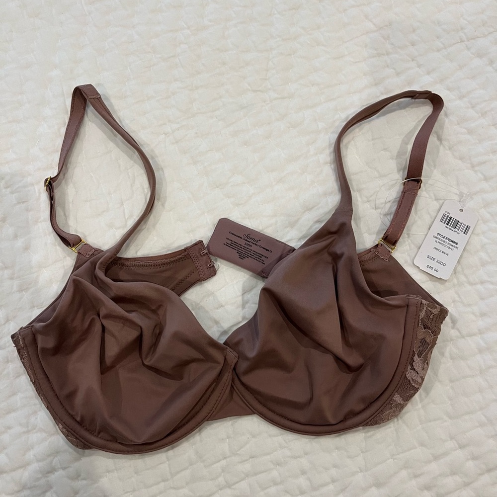 Soma embraceable unlined perfect coverage Underwire Bra, French Mauve 32DD NWT